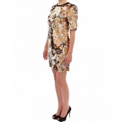Abito capolavoro cristalli Swarovski paillettes dorate - IT36-XXS