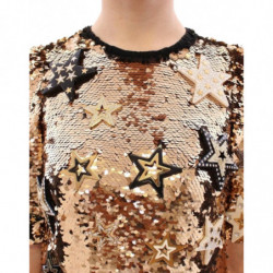 Abito capolavoro cristalli Swarovski paillettes dorate - IT36-XXS