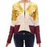 Giacca in pelle viola bianco oro - IT40-S