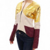 Giacca in pelle viola bianco oro - IT40-S