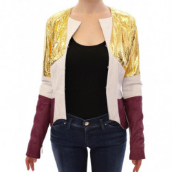 Giacca in pelle viola bianco oro - IT40-S