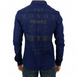 Camicia in cotone a quadri blu - IT48 - M