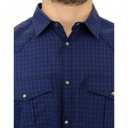Camicia in cotone a quadri blu - IT48 - M