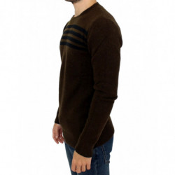 Maglia girocollo a righe marroni - IT52 - XL