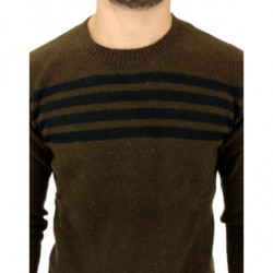 Maglia girocollo a righe marroni - IT52 - XL