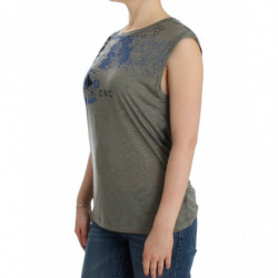 T-shirt senza maniche con stampa grigia - S