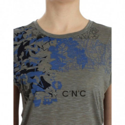 T-shirt senza maniche con stampa grigia - S