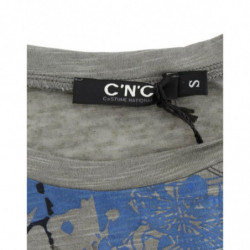 T-shirt senza maniche con stampa grigia - L
