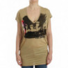T-shirt con stampa motivo beige - S