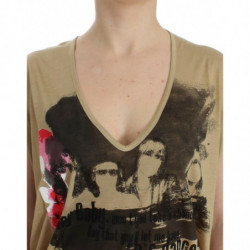 T-shirt con stampa motivo beige - S