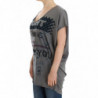 T-shirt lunga grigia con scollo a V - M