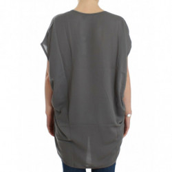 T-shirt lunga grigia con scollo a V - M