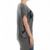 T-shirt lunga grigia con scollo a V - M