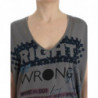 T-shirt lunga grigia con scollo a V - M
