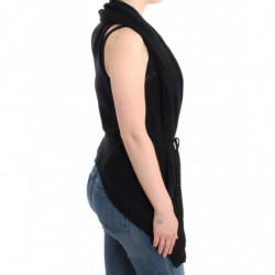 Cardigan in maglia nero senza maniche - S