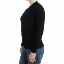 Maglione nero in lana con scollo a V - XS