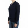 Maglione in lana blu scuro con scollo a V - XS