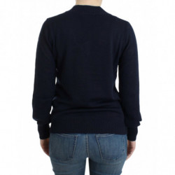 Maglione in lana blu scuro con scollo a V - XS