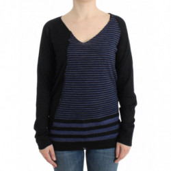 Maglione scollo a V a righe...