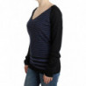Maglione scollo a V a righe nere - M
