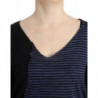 Maglione scollo a V a righe nere - M