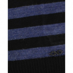 Maglione scollo a V a righe nere - M