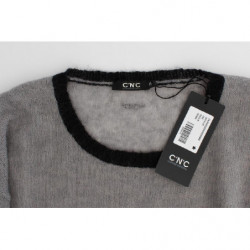 Maglione asimmetrico decorato grigio - L