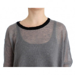 Maglione asimmetrico decorato grigio - L