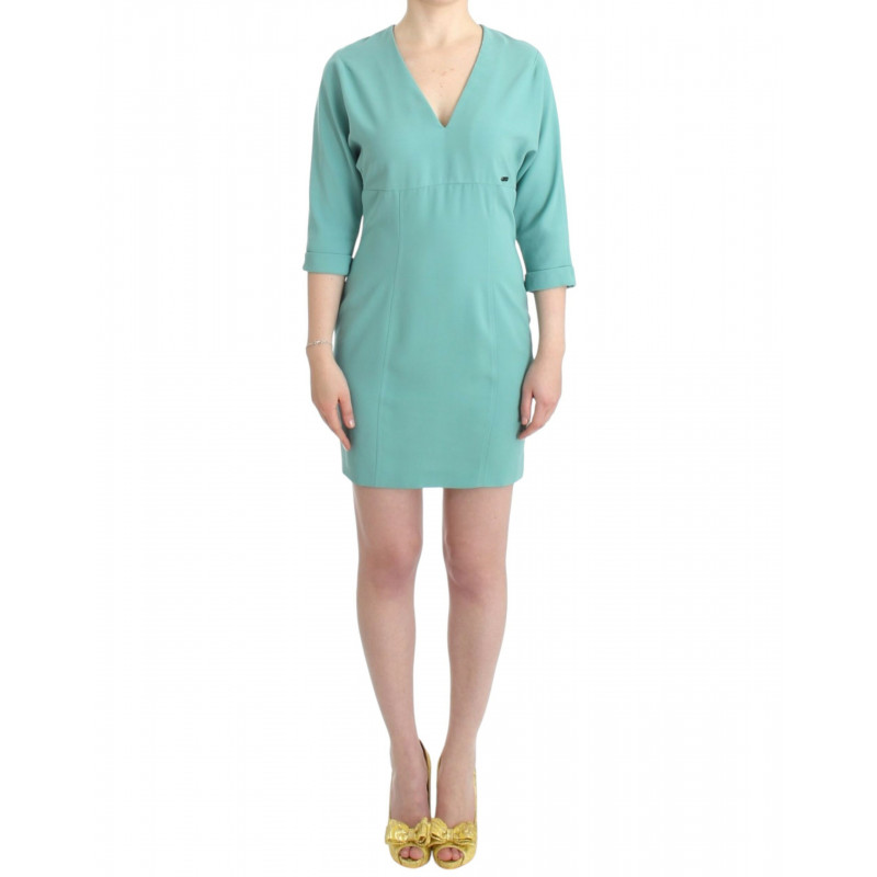 Abito tubino verde con maniche a 3/4 - IT38-XS