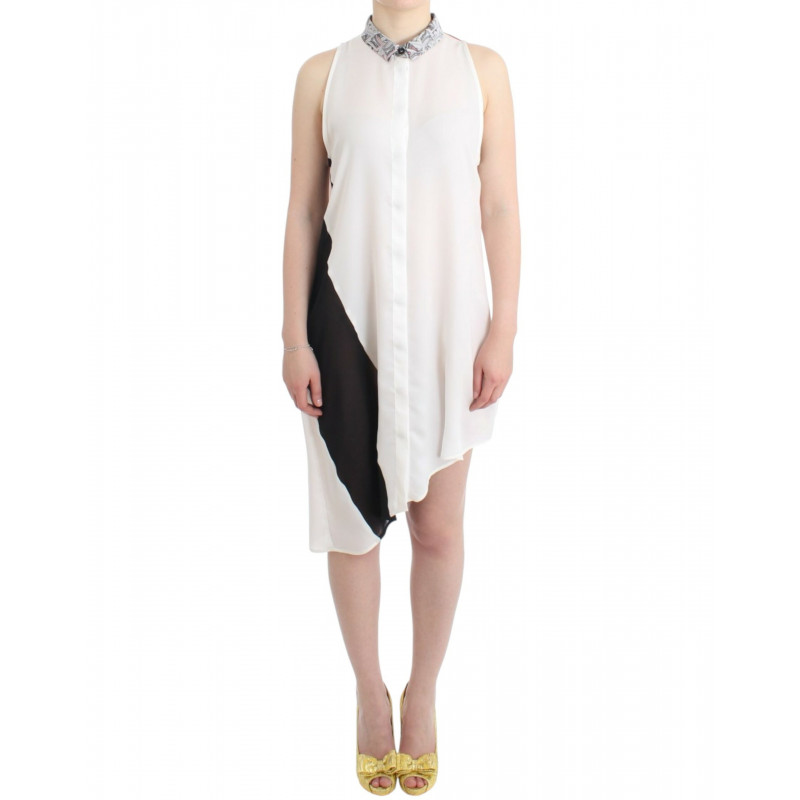 Abito camicia bianca con orlo asimmetrico - IT44-L