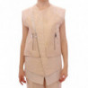 Giacca smanicata in broccato beige - IT42-M