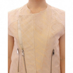 Giacca smanicata in broccato beige - IT42-M