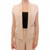 Gilet giacca senza maniche in broccato beige - IT40-S