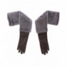 Guanti pelle scamosciata agnello pelliccia visone grigio - 8 - M