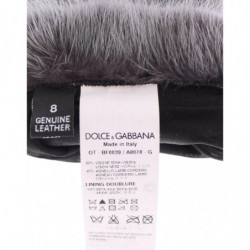 Guanti pelle scamosciata agnello pelliccia visone grigio - 8 - M