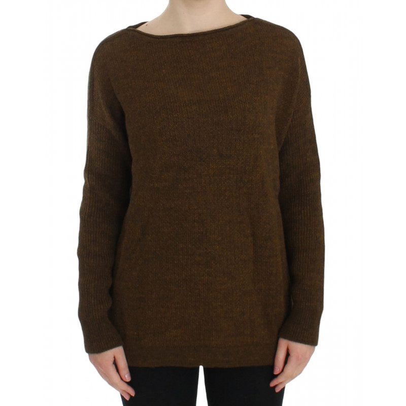 Top maglione pullover lavorato a maglia verde - IT40-S