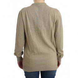 Maglione lana cashmere cardigan beige lavorato maglia - IT50 - XXL