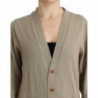 Maglione lana cashmere cardigan beige lavorato maglia - IT50 - XXL