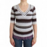 Maglione a maniche corte con scollo a V in pizzo a righe - IT42 - S