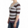 Maglione a maniche corte con scollo a V in pizzo a righe - IT42 - S