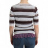 Maglione a maniche corte con scollo a V in pizzo a righe - IT42 - S