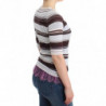 Maglione a maniche corte con scollo a V in pizzo a righe - IT42 - S