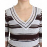 Maglione a maniche corte con scollo a V in pizzo a righe - IT42 - S