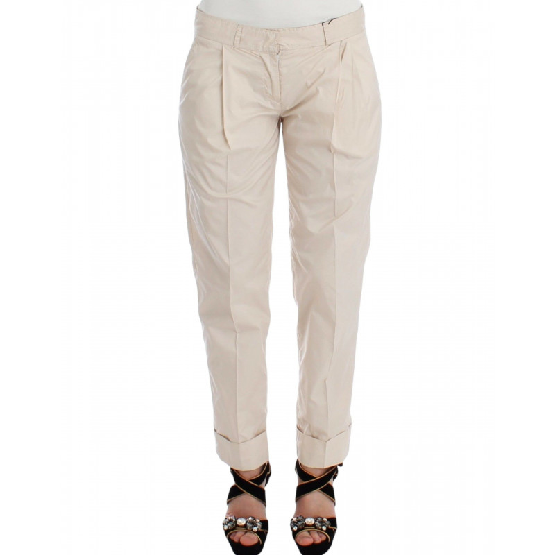 Pantaloni eleganti casual chino beige color cachi - IT40-S