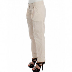 Pantaloni eleganti casual chino beige color cachi - IT40-S