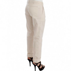 Pantaloni eleganti casual chino beige color cachi - IT40-S