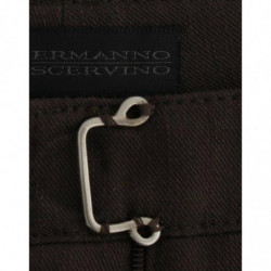 Pantaloni eleganti casual chino marroni color cachi - IT38-XS