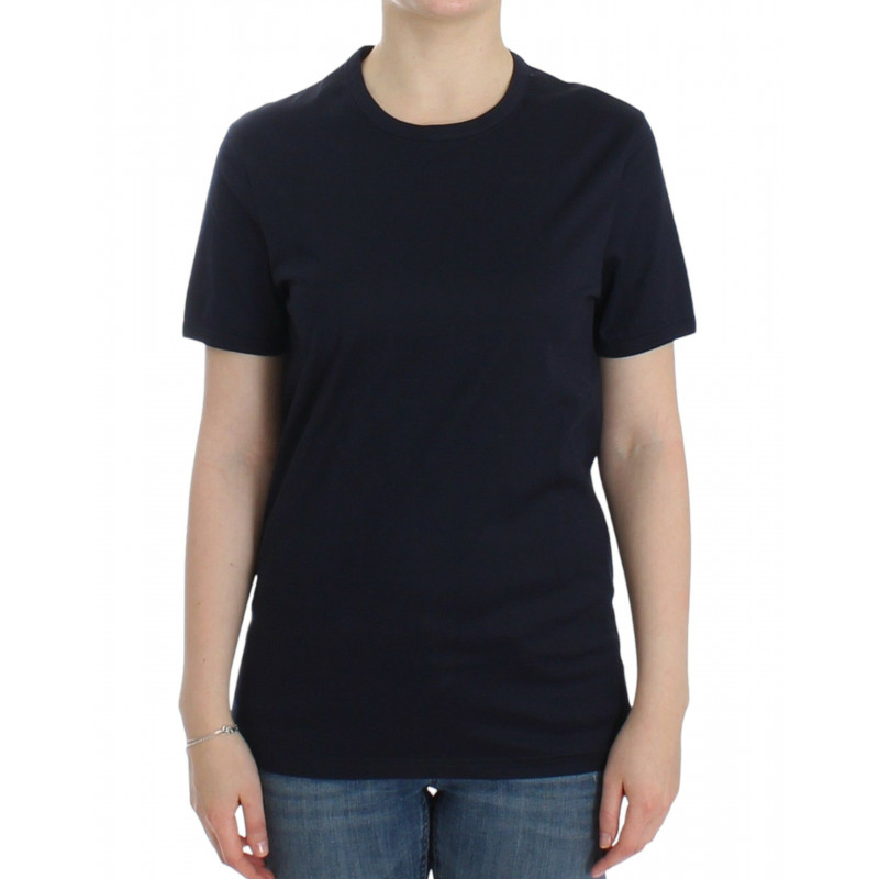 T-shirt Lingerie in cotone blu girocollo con logo - IT4 - M