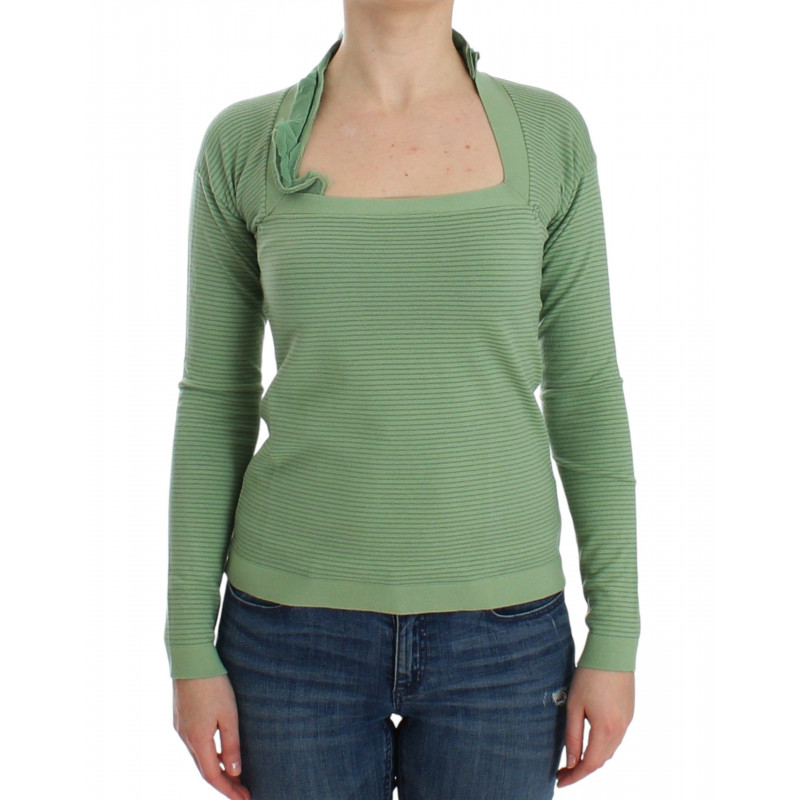 Maglione a maniche lunghe a righe in misto lana verde - IT46 - L