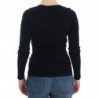 Top in maglione elasticizzato di lana lavorato a maglia blu - IT44 - M